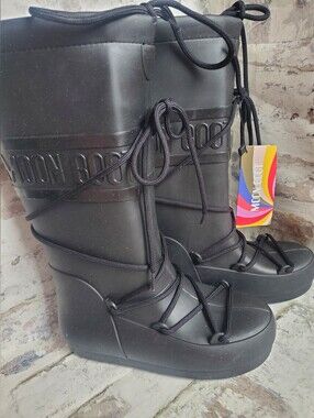 *NWT* MOON BOOT Women’s Black Rain Waterproof Lace-Up Boots Size 35/36